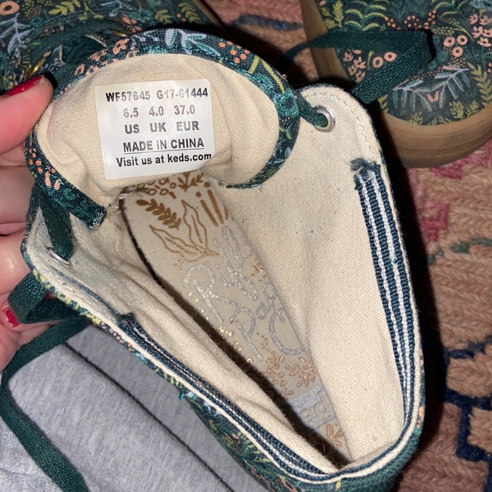 Keds Green Floral Platform Shoes rifle paper print - Picture 4 of 5